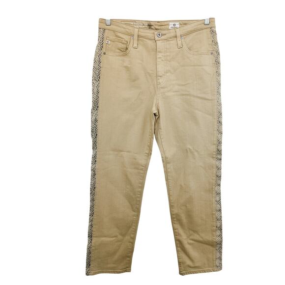 Adriano Goldschmied The Isabel Side Panel‎ High Rise Straight Crop Tan Size 31 - Picture 4 of 11